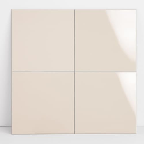 Peel and Stick Tiles for Kitchen Backsplash, New Upgrade Design 9" x9" SPC Square Marble Tiles, Glossy Beige Premium Mosaic Tiles(5-Sheet) - color: Beige, size: 5-sheet