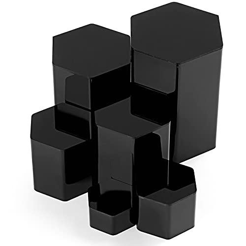 Jetec Hexagonal Jewelry Display Risers Hexagonal Market Display Risers Stands Acrylic Showcase Acrylic Stand for Jewelry Model Figures Decoration, 6 Sizes(Black,6 Pieces) - color: Rainbow
