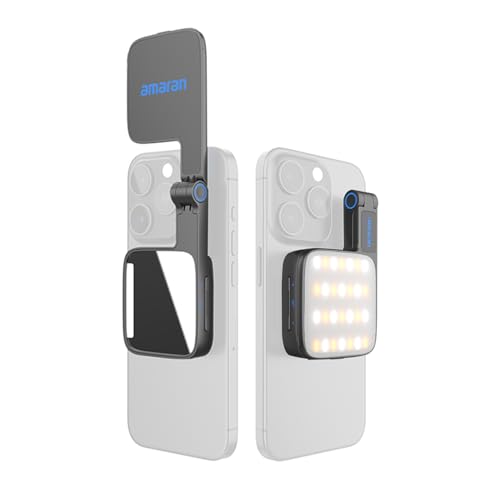amaran Go Compatible with MagSafe Mini Phone Light,Rechargeable Portable Mirror LED Phone Light for Selfie,Makeup,Video Conference,TikTok,Compatible with iPhone&Android (Charcoal)