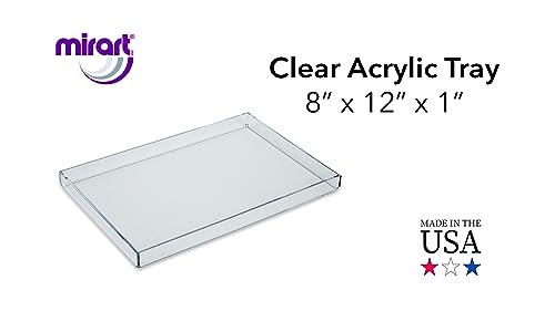 Clear Acrylic Organizer Tray, 8 x 12 Low-Profile Display & Vanity Tray – BPA-Free, Bathroom, Desk, Decor & Serving (Dry Use Only) - Made in USA - size: 8" x 12" x 1"