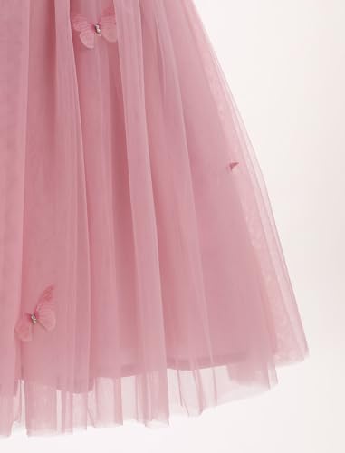 IMEKIS Toddler Kids Girls Butterfly Dress Sparkle Sequins Tulle Wedding Formal Birthday Dresses 2-10T - color: Dusty Rose, size: 5-6 Years