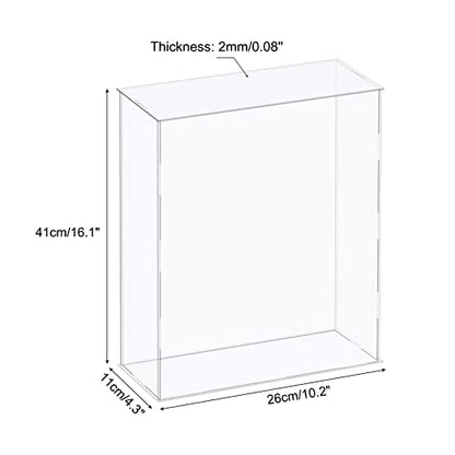 MECCANIXITY Acrylic Display Case Plastic Box Cube Storage Box Clear Assemble Showcase 10.2x4.3x16.1 Inch for Collectibles - size: 10.2x4.3x16.1 Inch