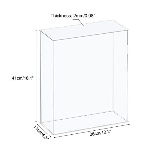 MECCANIXITY Acrylic Display Case Plastic Box Cube Storage Box Clear Assemble Showcase 10.2x4.3x16.1 Inch for Collectibles - size: 10.2x4.3x16.1 Inch