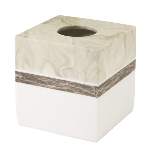 Izod – Tissue Box Cover, Hand-Painted Resin with Marble Look Colorblock Design, Modern Home Decor – Perfect for Bathrooms, Bedrooms, Kitchens or Offices (Tidal) - size: Tissue Cover Box