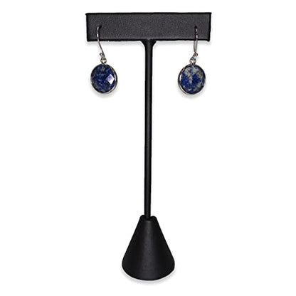 6Pcs Set Earring T Stand Display Set, Jewelry Display Stand for Showroom and Tradeshow Showcase Displays, various materials, 4 1/2 H in; 5 3/4 H in; 6 3/4 H in (Black Leatherette) - color: Black Leatherette