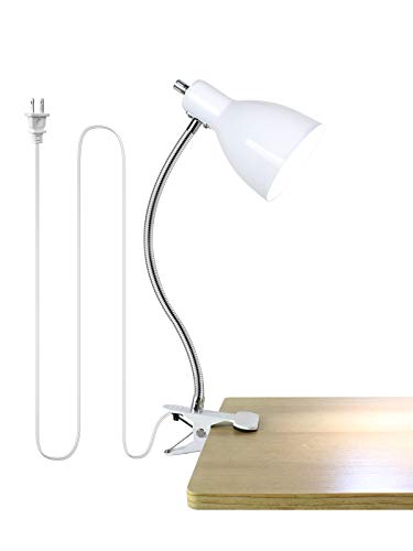 Desk lamp Eye-Caring Table Lamps, 360°Rotation Gooseneck Clip on Lamp Reading Light Portable Reading Book Light Clamp Study Desk Lamps for Bedroom and Office Home Lighting (White) - color: White