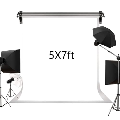 Kate 5ft×7ft Solid White Backdrop Portrait Background for Photography Studio Children and Headshots Background for Photography Video and Television - color: White, size: 5ftX7ft