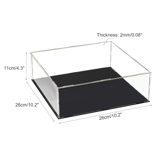 uxcell Acrylic Clear Display Case Box Dustproof Protection Showcase Cube Collectibles Show Box 9.8x9.8x3.9inch - size: 9.8x9.8x3.9 inch