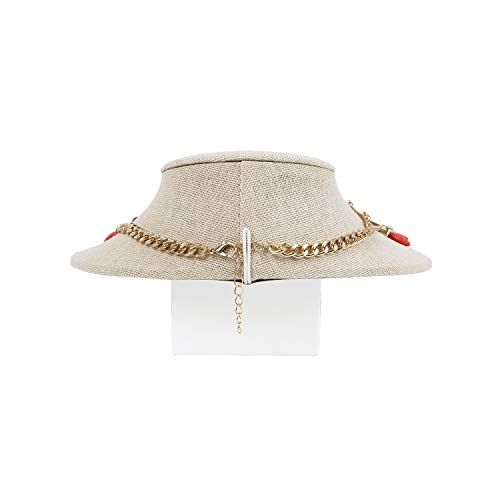 MOOCA Linen Lay Down Necklace Bust Display Jewelry Necklace Chain Jewelry Bust Display Holder Stand, Tan Linen