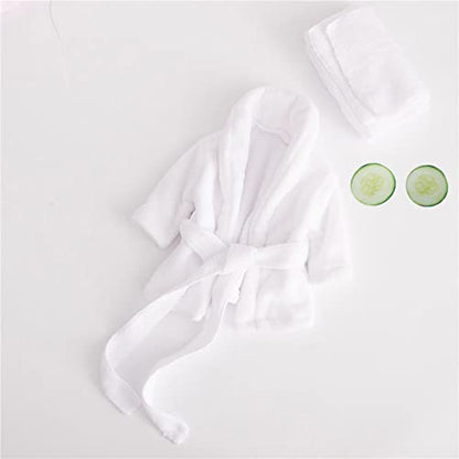 Newborn Baby Photography Props Outfit Robe Bathrobes Towel Sets & Cucumber Slices for Baby Boys Girls Posing Photo Prop - color: White