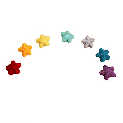 D&J DON&JUDY 7pcs Pack Newborn Handmade Wool Felt Heart Shape Photography Studio Prop (Rainbow Star)