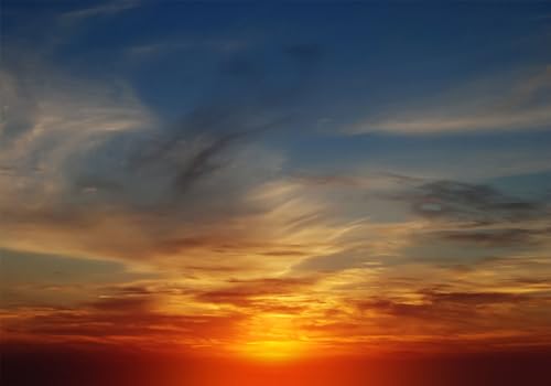 15X8ft Fabric Dramatic Sunset Sky Backdrop Orange Blue Cloudy Horizon Background Romantic Anniversary Party Decorations Photo Studio Props Wall Hanging Bedroom Decor - size: 15x8ft