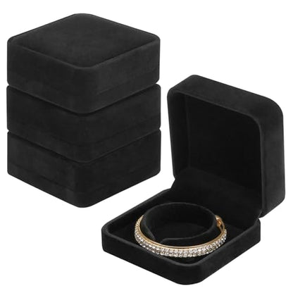 LETURE 4 Pieces Classic Velvet Bracelet Bangle Pendant Necklace Gift Box, Travel Jewelry Box Display Storage Case for Gift, Wedding, Engagement, Proposal, Birthday (Bracelet STYLE 1-4PCS) - color: Bracelet STYLE 1-4PCS