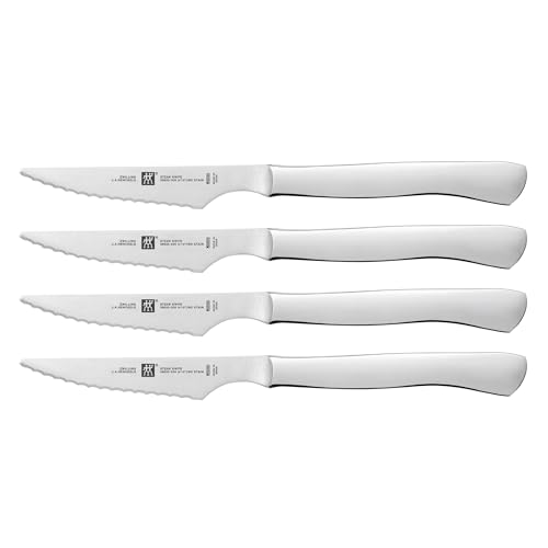 ZWILLING 4-pc Stainless Steel Serrated Steak Knife Set, made in Spain - color: Stainless Steel, size: 4 pc