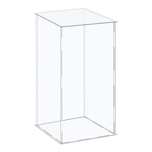MECCANIXITY Acrylic Display Case Plastic Box Cube Storage Box Clear Assemble Showcase 10.2x10.2x16.1 Inch for Collectibles - size: 10.2x10.2x16.1 Inch