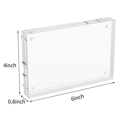 AITEE 4x6 Acrylic Picture Frames 3 Pack, 20% Thicker Block, Clear Picture Frames Freestanding Double Sided Magnetic Acrylic Lucite Frameless Transparent Square Frame Gift for Desktop Display - size: 4x6