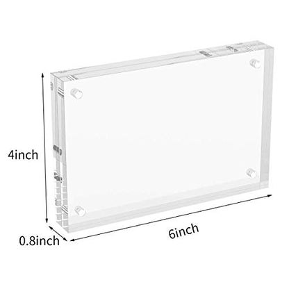 AITEE 4x6 Acrylic Picture Frames 3 Pack, 20% Thicker Block, Clear Picture Frames Freestanding Double Sided Magnetic Acrylic Lucite Frameless Transparent Square Frame Gift for Desktop Display - size: 4x6