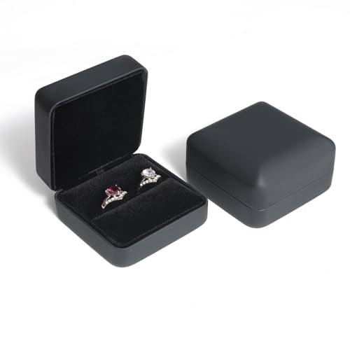 Velvet Ring Gift Box, Small Jewelry Earring Studs Holder Case for Wedding Day, Proposal, Engagement, Anniversary, Ring Display Storage Box for Women Girl (Black S) - color: Black S
