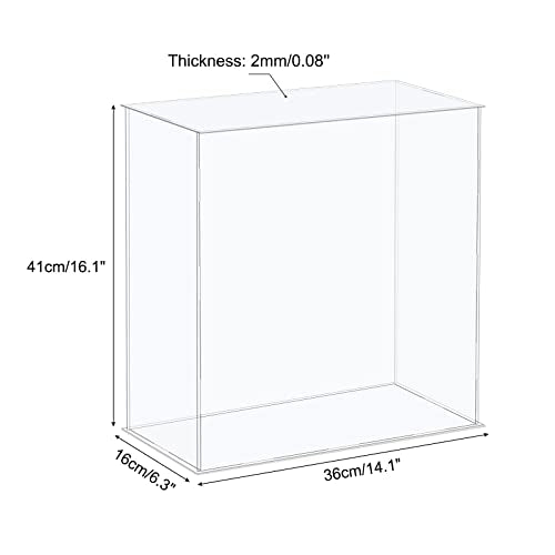 MECCANIXITY Acrylic Display Case Plastic Box Cube Storage Box Clear Assemble Showcase 14.1x6.3x16.1 Inch for Collectibles - size: 14.1x6.3x16.1 Inch