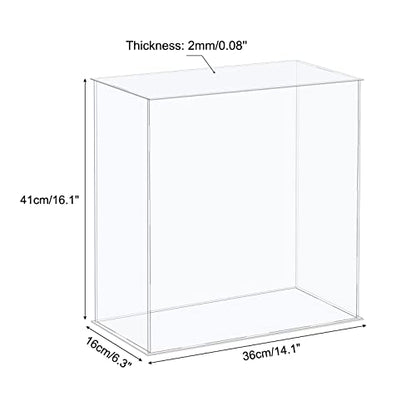 MECCANIXITY Acrylic Display Case Plastic Box Cube Storage Box Clear Assemble Showcase 14.1x6.3x16.1 Inch for Collectibles - size: 14.1x6.3x16.1 Inch