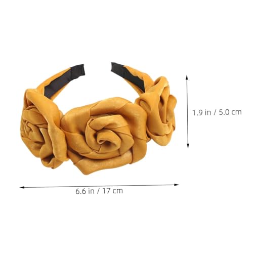 Veemoon Rose Flower Headbands 2pcs for Women, Fabric Floral Hairbands in Yellow and Black, Vintage Style Head Accessories for Cosplay and Masquerade