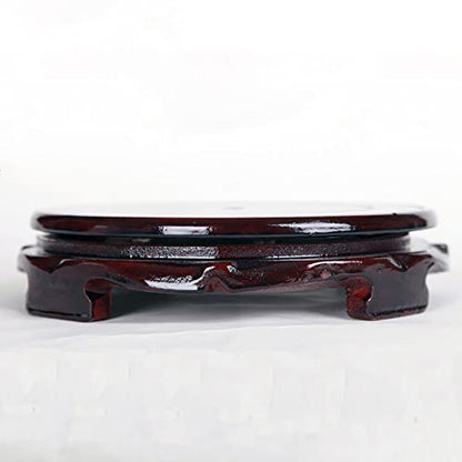 Chinese Wooden Rotatable Base Round Craft Antique Collection Pedestal 5.5'' - color: Yes, size: 5.5'' inside diameter