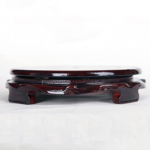 GOLDY&WENDY Round Wooden Rotatable Base Vase Plant Fishbowl Stone Buddha Statue Display Stand Craft Pedestal 2.4'' - color: Yes, size: 2.4'' inside diameter
