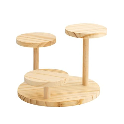 Wood Riser Display Stand Multi Tier Desktop Makeup Organizer Decor Wooden Base Display Rack for Mini Doll Jewelry