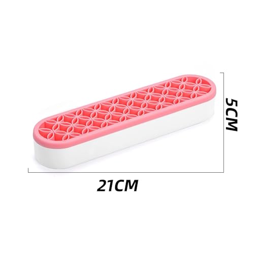 2 PCS Multi-Purpose Cosmetic Storage Box, Desktop Organizers Silicone Make Up Brush Storage Stand Desktop Storage Box for Brush,Pencil,Art Supplies, Painting Brush(Pink) - color: Pink