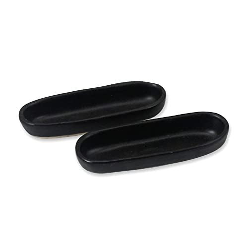 roro Modern Minimalist Matte Black Oval Pinch Bowls – Handmade Ceramic Stoneware, For Spices, Sauces, Q-Tips, Cotton Buds – Set of 2