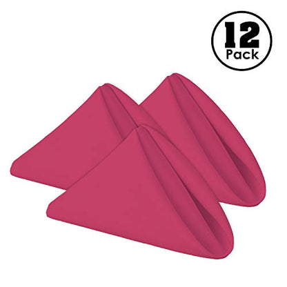 Gee Di Moda Cloth Napkins - 17 x 17 Inch Fuchsia Dinner Napkins - Set of 12 Soft & Absorbent Washable Fabric Cloth Table Napkins with Hemmed Edges for Hotel Restaurant, Holiday Parties & Wedding - color: Fuchsia