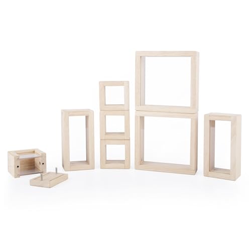Guidecraft Treasure Blocks - Clear: Smooth Wooden Observation Stacking Blocks with Transparent Windows, Educational Toy for Kids - style: Clear