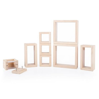 Guidecraft Treasure Blocks - Clear: Smooth Wooden Observation Stacking Blocks with Transparent Windows, Educational Toy for Kids - style: Clear