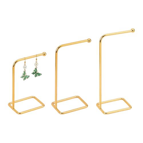 FINGERINSPIRE 3Pcs L Shape Metal Earring Display Stand Golden Dangle Earring Display Holder Jewelry Display Rack for Earrings Bracelets Pendants Jewelry Organizer for Retail, Photography, Home Decor - color: Golden - 3 Pcs