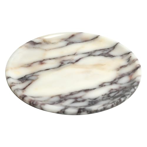 Natural Marble Tray, Coffee Table, Food, Fruit, Paper Cup, Cake Display, Coffee bar, Family Gatherings, Seasonal Holiday Decoration Tray(Viola-Circular-9.8"x9.8"x0.7") - color: Viola-circular-9.8"x9.8"x0.7"