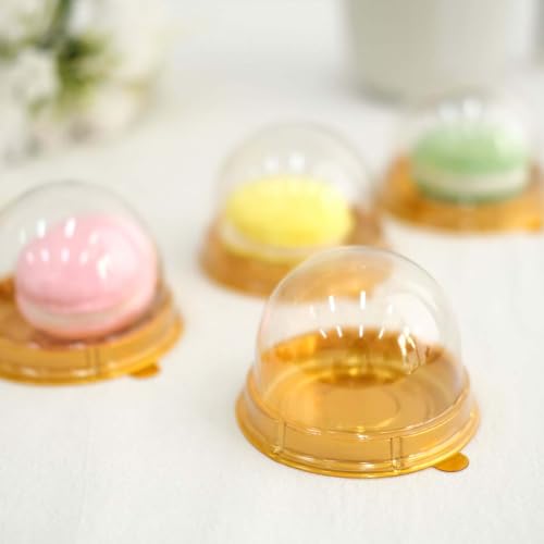 Efavormart 50 Pack 3 inch Gold Round Mini Cupcake Containers with Clear Dome Lids, Individual Dessert Display Boxes for Wedding Favors and Boutique Bakeries - color: TYPE1