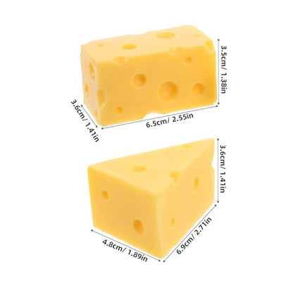 LUOZZY 2 Pcs Resin Cheese Mousse Cake Fake Cheese Model for Food Display Photo Props for Halloween Kitchen Decorations
