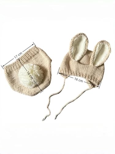 Newborn Baby Bunny Rabbit Crochet Knitted Photography Props Newborn Baby Outfits Diaper Costume - color: Off-white