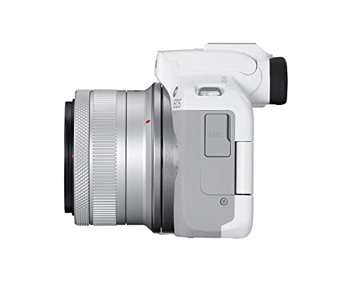Canon EOS R50 Mirrorless Camera RF-S18-45mm F4.5-6.3 is STM Lens Kit, 24.2 Megapixel CMOS (APS-C) Sensor, 4K Video, Hybrid Camera, Photo and Video, Vlogging, Content Creator, RF Mount, White - color: White, style: EOS R50 w/RF-S18-45mm