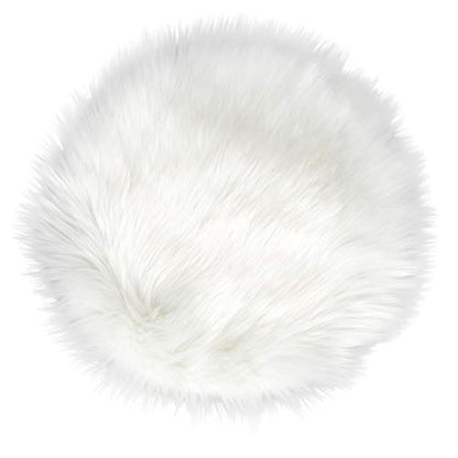 IVON 15.5 Inches White Round Faux Fur Rug, Fluffy Rug Cushion for Chair, Background for Nail Desk Photos - color: 1pcs White
