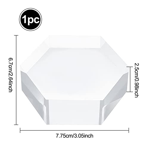 FINGERINSPIRE Clear Polished Acrylic Polygon Display Block, 3" x 2.6" x 1" Hexagon Display Bases Clear Acrylic Display Base for Photography Props Home Collectibles Miniatures Models Garage Kits Decor - color: Hexagon