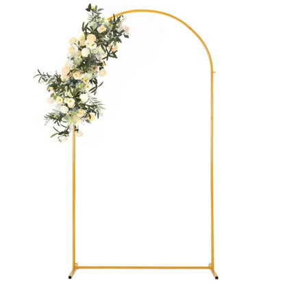 Vincidern 7.2 ft Balloon Arch Backdrop Stand Gold, Wedding Arch for Birthday Party, Bridal Baby Showers, Wedding Ceremony Arch Frame Metal - size: 7.2FT