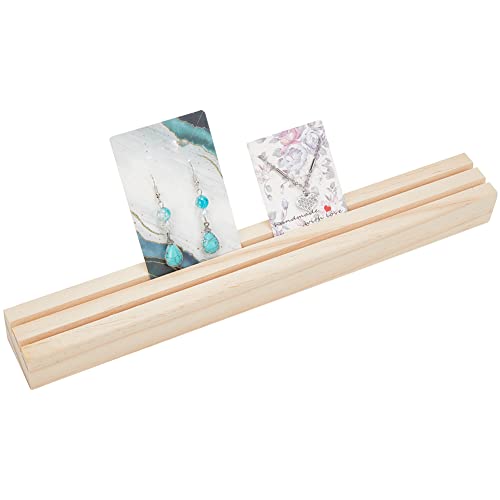 NBEADS Wood Earring Display Stands, 2 Slots Long Jewelry Earring Ring Display Holder Wood Earring Card Holder Business Card Holder Display for Home Office Retail Store, 12.2x1.6 - color: 2 Slots-BurlyWood-12.2x1.6"