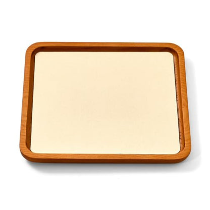 Solid Wood Jewelry Display Flat Tray for Rings Earrings Necklace Bracelet, Jewelry Photograph Display(Beige,L) - color: Beige, size: 20 * 18 * 1.5cm