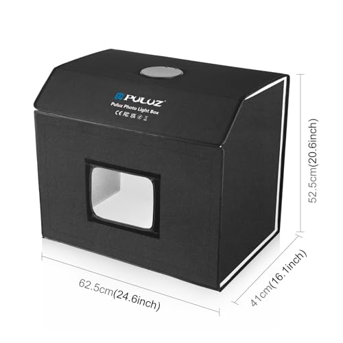 PULUZ 24x16 Inch Professional Photo Light Box with 672 LED Dimmable Lights, 3000K-6500K Dimmable Temperature, Portable Shooting Tent Kit with 4 Backdrops for Product Photography - size: 24*16 inch