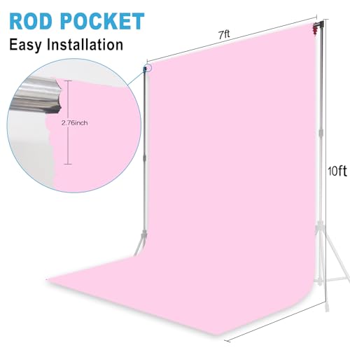 Pink Backdrop for Photoshoot, Professional Photo Backdrop Background Curtain for Product Photography, Portraits, Wedding, Party, Live Streaming Video Recording 7X10 FT - color: Pink, size: 7X10 FT