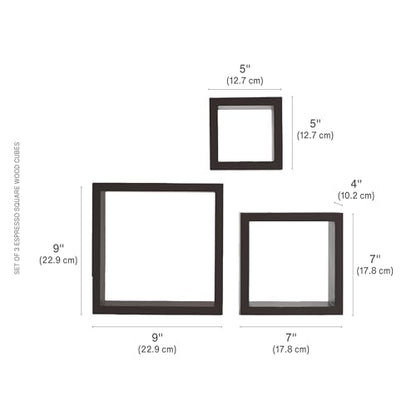 MELANNCO Floating Wall Square Cube Shelves for Bedroom, Living Room, Bathroom, Kitchen - Wood Espresso (Pack of 12) - color: Espresso, size: Set of 12