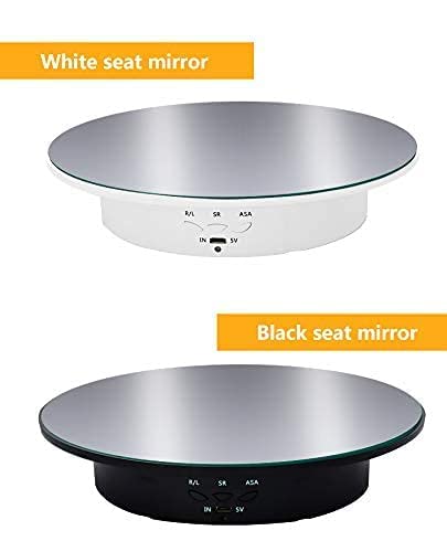 JAYEGT Motorized Rotating Display Stand, 7.87inch /17.6lbs Load, 360 Degree Electric Rotating Turntable for Photography Products, Jewelry, Cake,3D Model , Mirror Cover (Black/Button Control) - color: Black