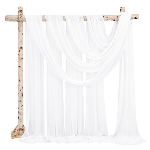 Showgeous Cream White Wedding Arch Drapes, 8 Panels 28" x 20ft Chiffon Fabric Drapes for Ceremony & Reception - color: Cream White, size: 28"W x 240"L (Pack of 8)