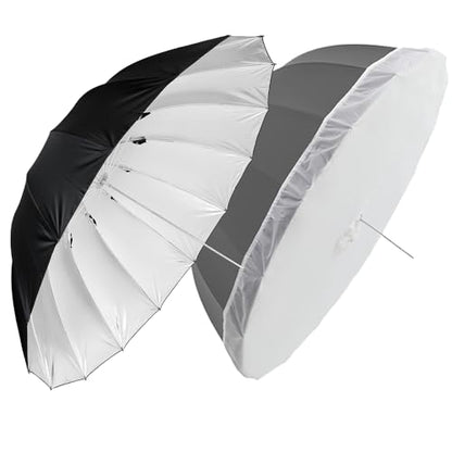 Godox 70inch 180cm Reflective Umbrella, Parabolic Reflective Umbrella, Studio Photography Umbrella, Silver Inner, with Diffuser Cover, Bag (Silver, 70") - color: Silver